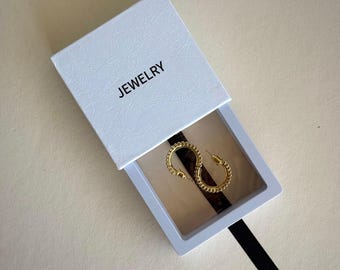 Luxury Jewelry Gift Box with Drawer – White Ring & Necklace Box, 3 Sizes