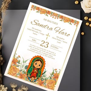 Virgen de Guadalupe Baptism Invitation: Editable Christening Invite (Digital Download) Invitacion Para Bautizo
