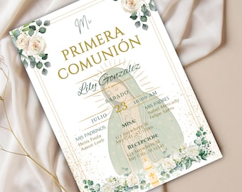 Spanish First Communion Invitation, Mi Primera Comunion Virgen de Guadalupe, Editable Invite Religious Event