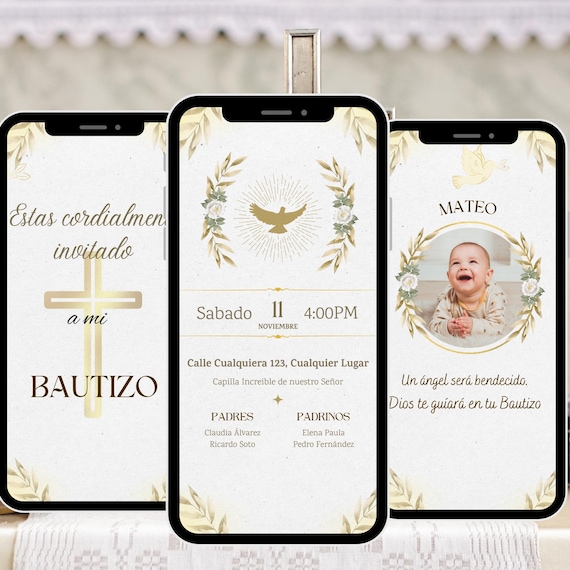 Personalized Baptism Video Invitation: Photo, Editable Text (Digital MP4 File), Digital Invite Customized