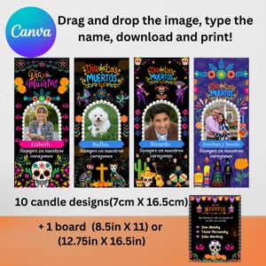Día de los Muertos Candle Labels & Ofrenda Board: Editable Digital Set (PDF)