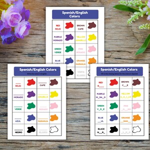 Bilingual Colors Activity Worksheets: English/Spanish Learning (Digital Download)