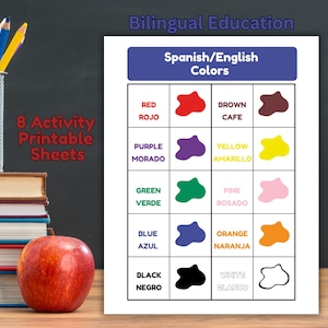 Spanish/English Colors Worksheet: Bilingual Education (Digital Download)