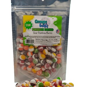 Omega Bursts Freeze Dried Sour Rainbow Bursts (4 oz) | Sweet, Sour, & Crunchy Candy Treat