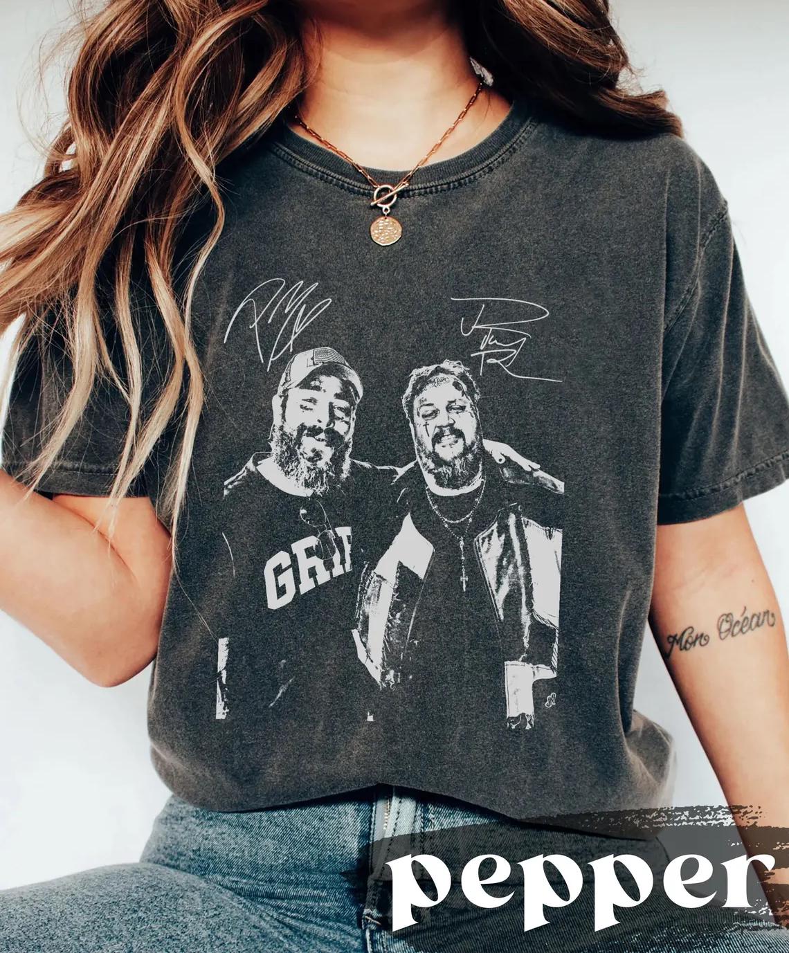Vintage Post Malone Tour-shirt, Big Ass Stadium Tour, comfortkleuren Posty 2025 Tour, Jelly Roll-shirt, Posty Tour-merchandise, countrymuziekshirt