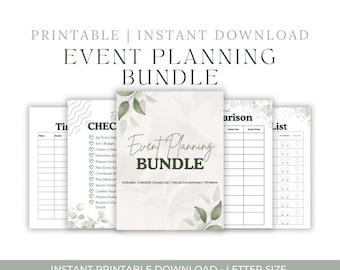 Event Planning Bundle | Printable & Editable Planner | Party Planner, Checklist, Guest List, Timeline, Venue Comparison | Instant Download