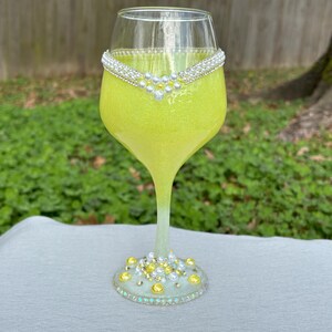Elegant Ombre Bling Sparkle Formal Party Champagne Drinking Glass 16oz Yellow