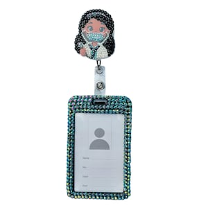 Bling strass glinsterende mode werk naambadge ID-kaarthouder blauwgroen