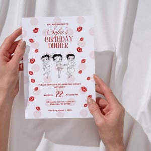 Modello di invito di compleanno a tema Betty Boop
