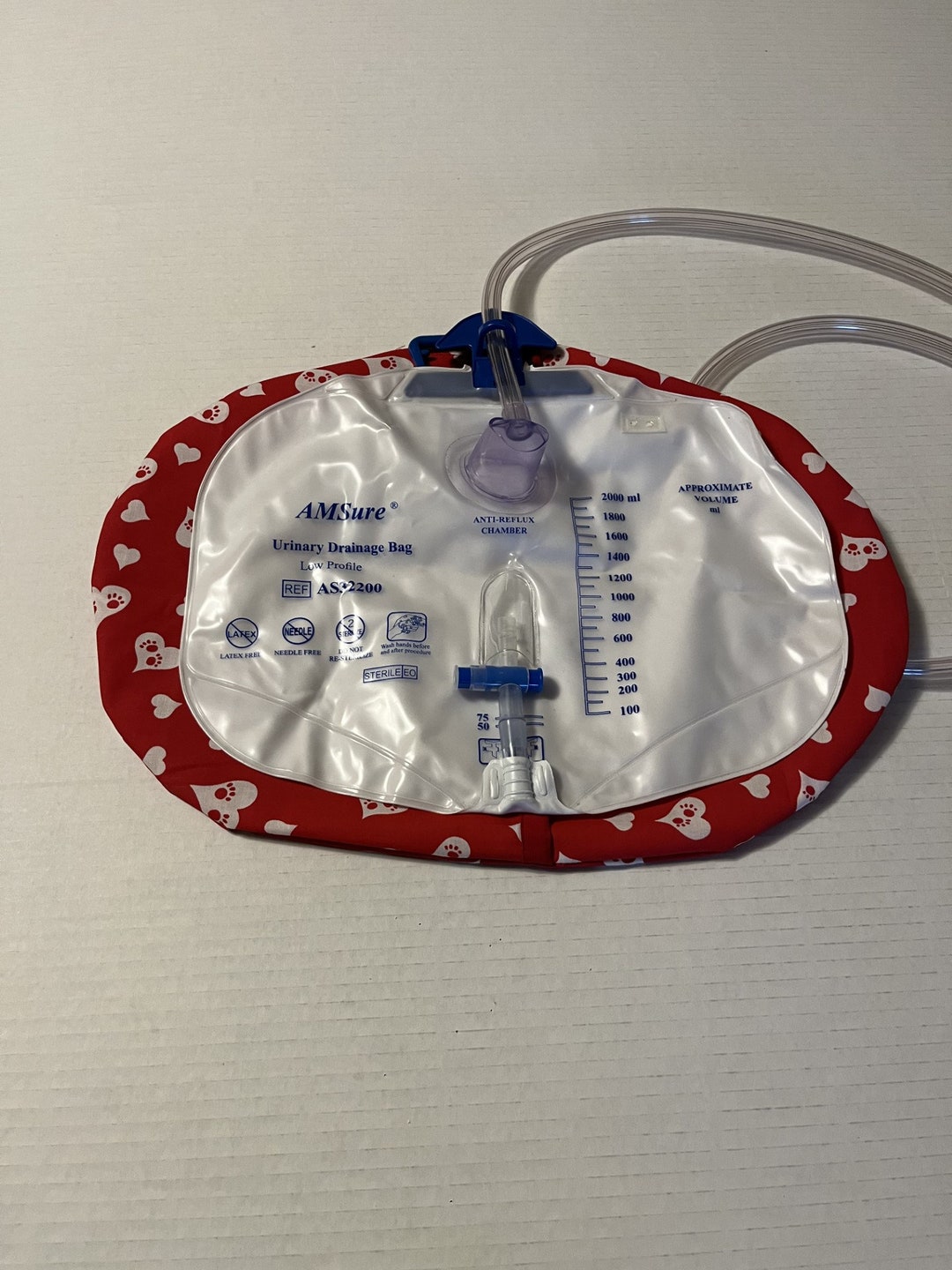 Catheter Urinary Drainage Bag Cover, Fits 2000ML Bag paw Prints on