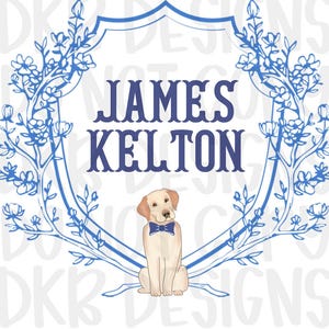 CUSTOM| Monogram|Kids| Crest|Dog|Blue|Sublimation|DTF| png
