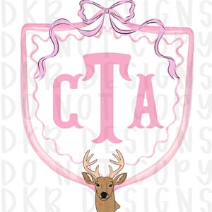 CUSTOM| Kids| Crest| Deer hunting| Pink|Sublimation|DTF| png