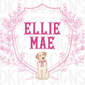 CUSTOM| Monogram|Kids| Crest|Dog|Pink|Sublimation|DTF| png