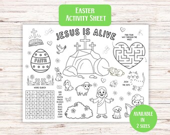 Jesus is Alive Christian Easter Sunday School Activity Placemat