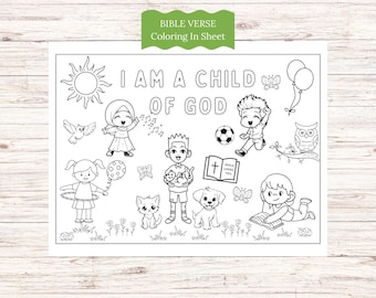 Napperon à colorier Enfant de Dieu, activité pour l'école du dimanche (PDF)