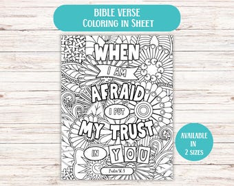 Psaume 56:3 - Coloriage biblique, à imprimer, pour l'école du dimanche et l'art-thérapie (PDF).