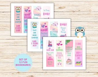Pastel Bookmarks Bundle, Book Lover Quotes, Fun Printable Gift (Digital Download)