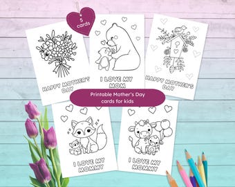 Cartes à colorier imprimables pour la fête des mères pour enfants, cartes pour la fête des mères, cartes à imprimer et à colorier DIY, cartes à colorier