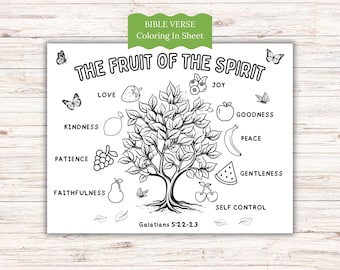 Set de table activité chrétienne, activité Fruit de l'esprit, activité pour enfants à imprimer, coloriage confessionnel pour enfants, école du dimanche à imprimer