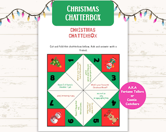 Christmas kids Cootie Catcher Chatterbox Fortune Teller printable paper craft activity in holidays