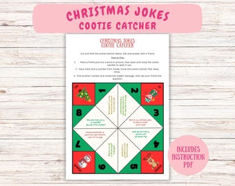 Attrape-cootie blagues de Noël, travaux manuels de Noël pour enfants, activité sur papier à imprimer, jeu de Noël à imprimer, activité pour enfants pour les fêtes de fin d'année