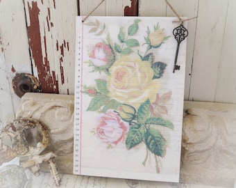 Shabby Chic Rose Wall Art - Vintage Inspired Wall Hanging. French, Country Farmhouse, Shabby Chic Cottage Style Wall Art Home Decor