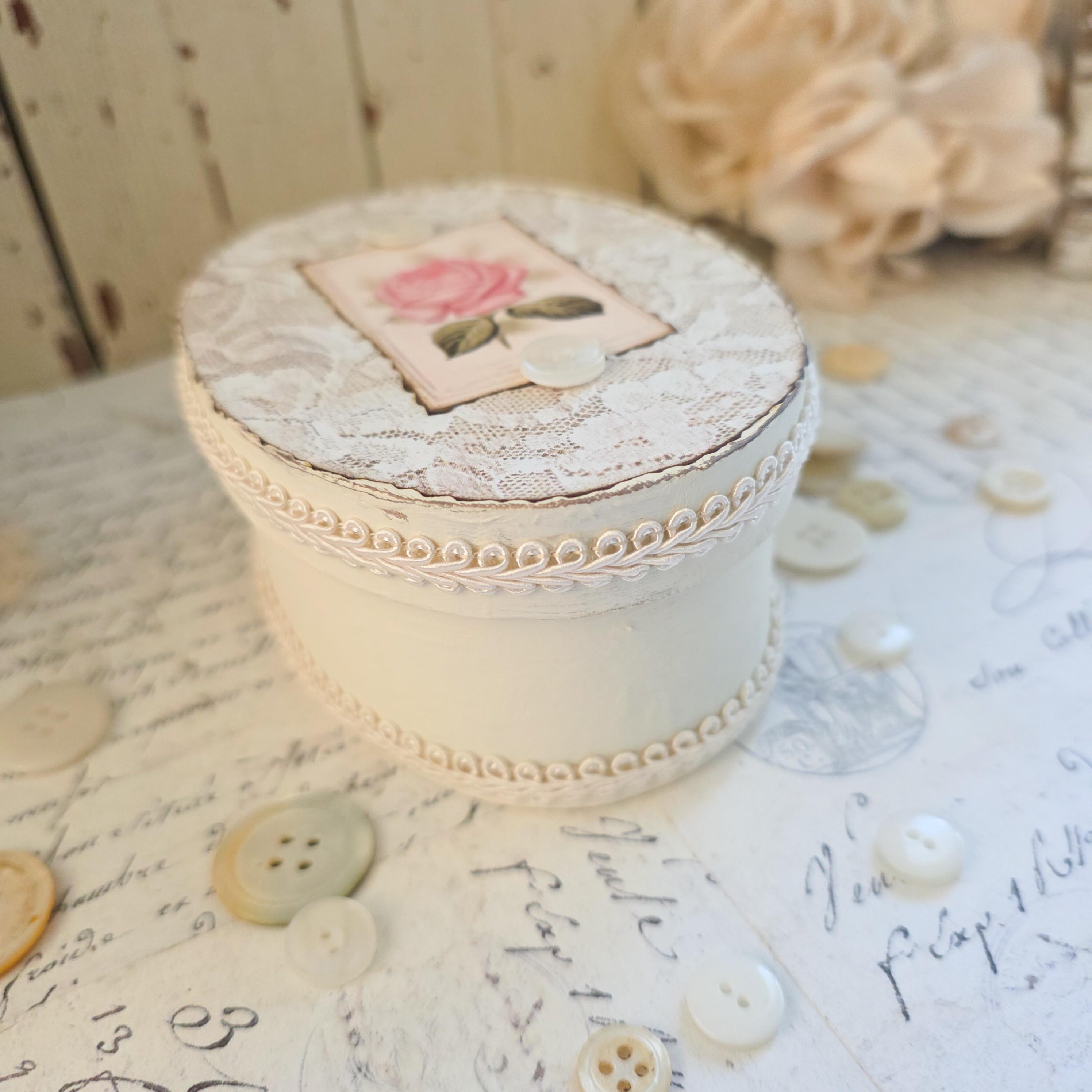 Shabby Chic Keepsake Box - Vintage Rose French Lace Paper Mache - Etsy