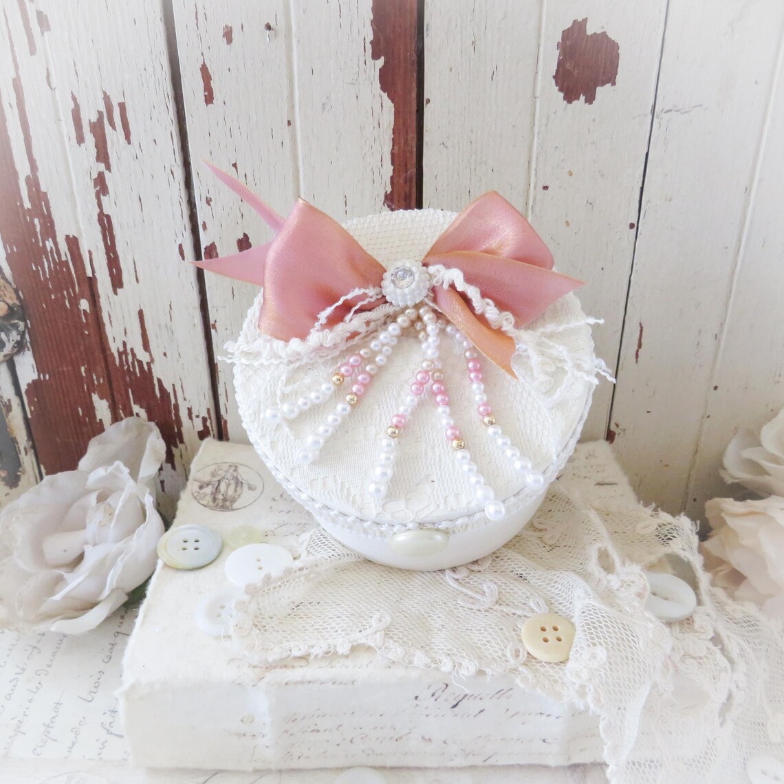 Vintage Lace Paper Mache Keepsake Box - Shabby Chic Home Decor - Etsy