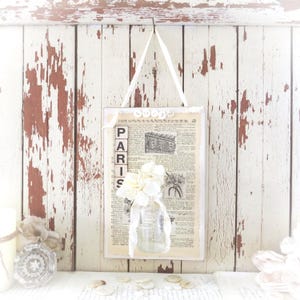 French Collage Wall Pocket Vase Vintage Wall Decoration. Shabby Chic, French, Farmhouse Cottage, Paris Apartment Style Wall Art Home Decor