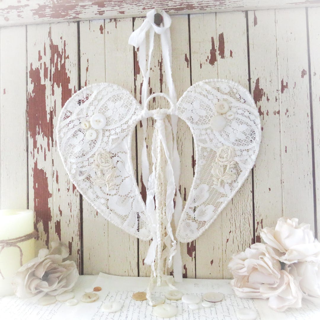 Lace Angel Wings Wall Hanging Vintage Lace. Shabby Chic Cottage, French ...