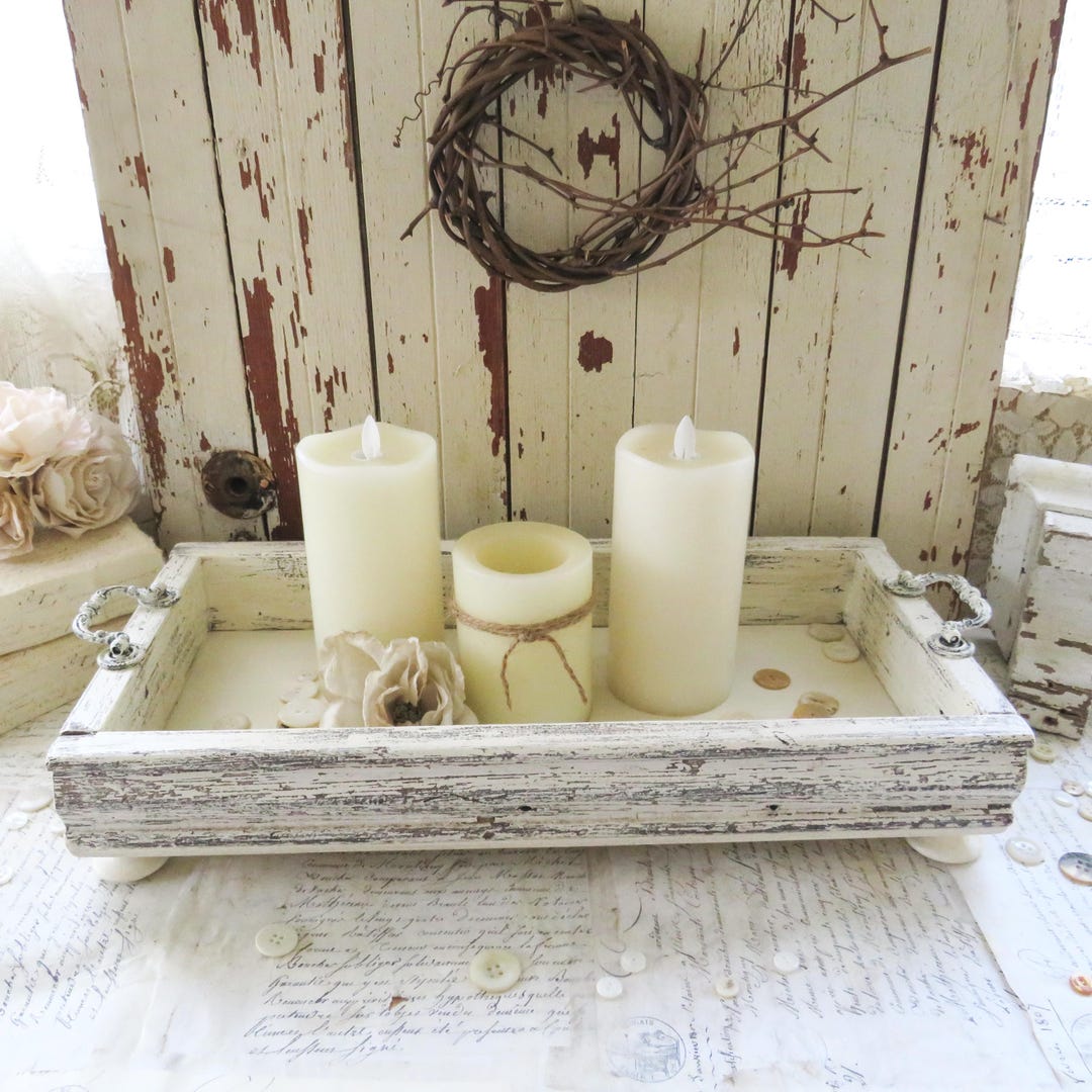 Distressed Farmhouse Riser Tray: Reclaimed Wood Centerpiece - Etsy