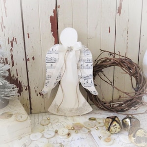 Vintage Sheet Music Angel - Shabby Chic Christmas Wood Wall Hanging