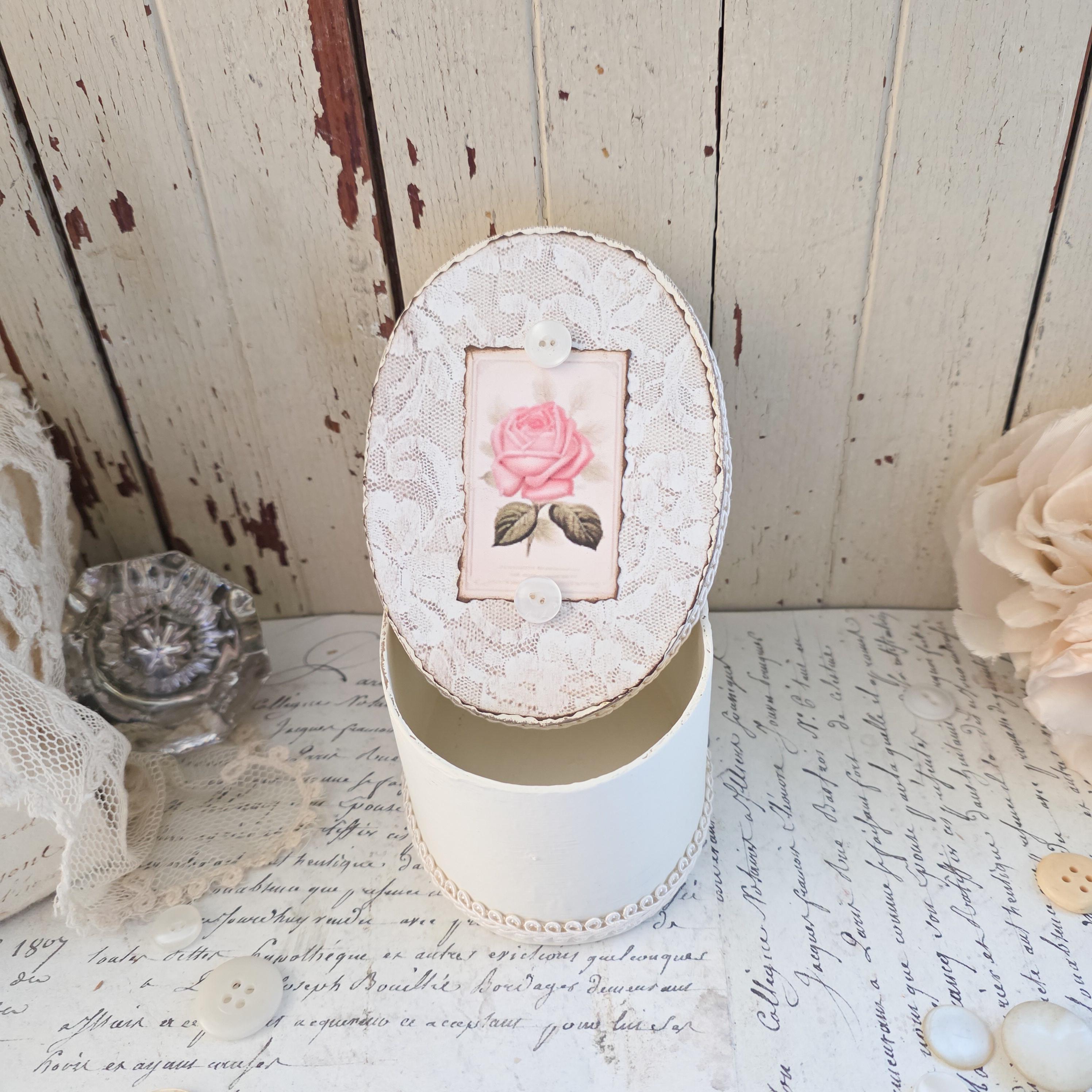 Shabby Chic Keepsake Box - Vintage Rose French Lace Paper Mache - Etsy