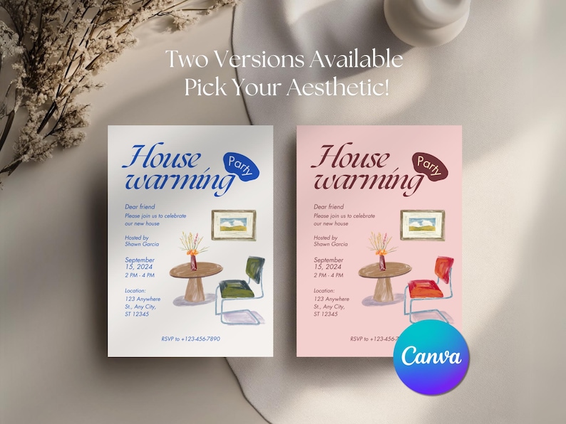 Modern Housewarming Invitation: Gallery Style Canva Template (digital ...