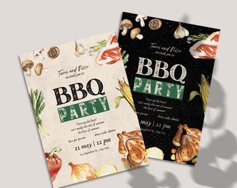 Rustic BBQ Party Invitation Template: Editable Canva Design (Digital Download)