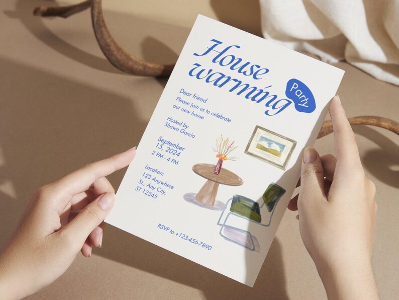 Modern Housewarming Invitation: Gallery Style Canva Template (digital ...
