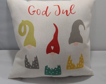 God Jul Gnome Decorative Pillow