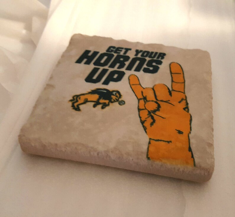 Coasters NDSU Bison Horns up North Dakota State University Bison Etsy