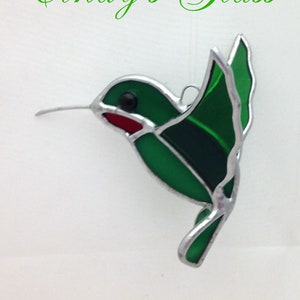 Hummingbird Green Stained Glass 3D Suncatcher Silver Finish