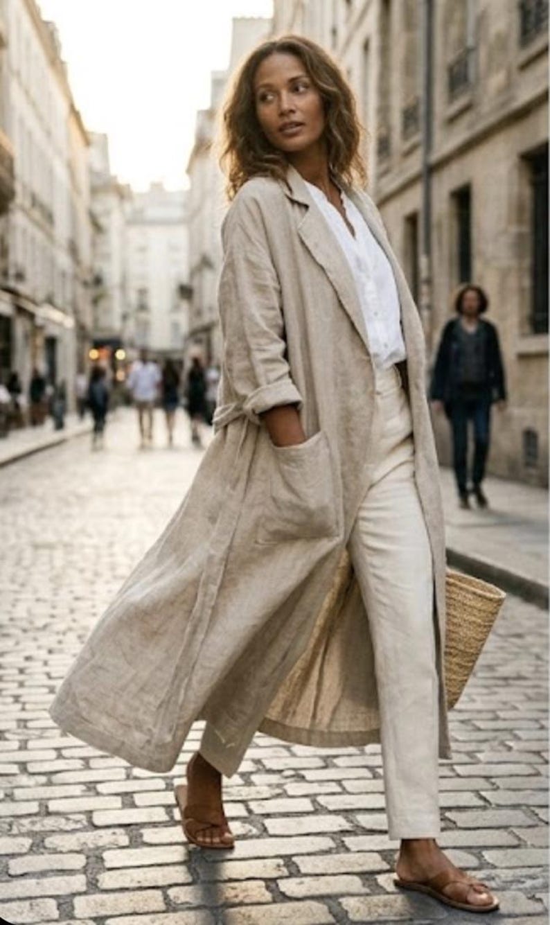 Women's Duster in Linen | Handmade Night Lounge Duster With Custom Size ...