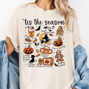 Vintage Halloween Comfort Colors Shirt: Retro Pumpkin Witch Graphic Tee