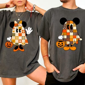 Comfort Colors® Retro Mickey Minnie Halloween Couple Shirts, Mickey Ghost Shirt, Minnie Ghost Shirt, Spooky Season Shirt, Disney Halloween