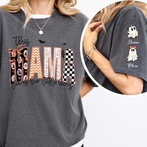 Custom Comfort Colors® Halloween Mama Shirt with Kids Name, Halloween Mimi Gigi Shirt, Spooky Mama Shirt, Personalized Mama Halloween Shirt