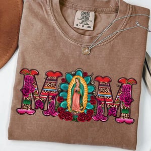 Comfort Colors Mother&#39;s Day Gift, Virgin Mary T-Shirt, Mexican Mom Shirt, Religious Gift for Women, Blessed Mother Tee, Faith Apparel