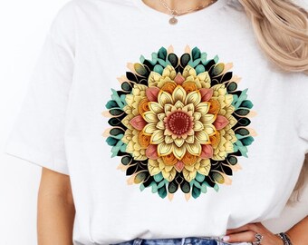 Just Breathe Floral Mandala Yoga Shirt, Pilates is My Happy Hour Tee, Watercolor Meditation Top, Gift for Woman, Relaxing Flower Design