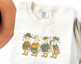 Comfort Colors 4th of July Goose Shirt, Funny USA Shirt, Patriotic American Flag Shirt, Silly Goose Tee, Fourth of July Classic USA Shirt