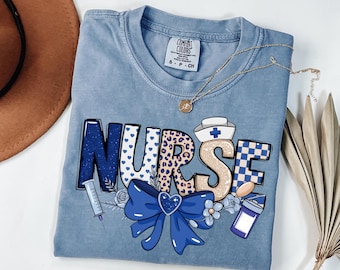 Cute RN Shirt Registered Nurse Tee Nurse Life Leopard Heart Nursing Student Gift Floral Bow RN Nurse Gifts Women Nurse Week Shirt New Grad