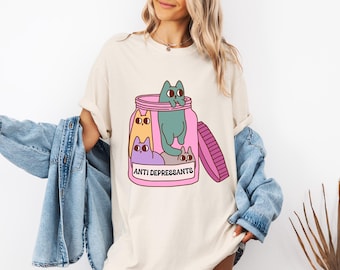 Funny Antidepressant Cat Shirt, Mental Health Tee, Cat Mom Gift, Therapist Shirt, Cute Cat Lover Shirt, Anxiety Relief,  Mental Health Shirt