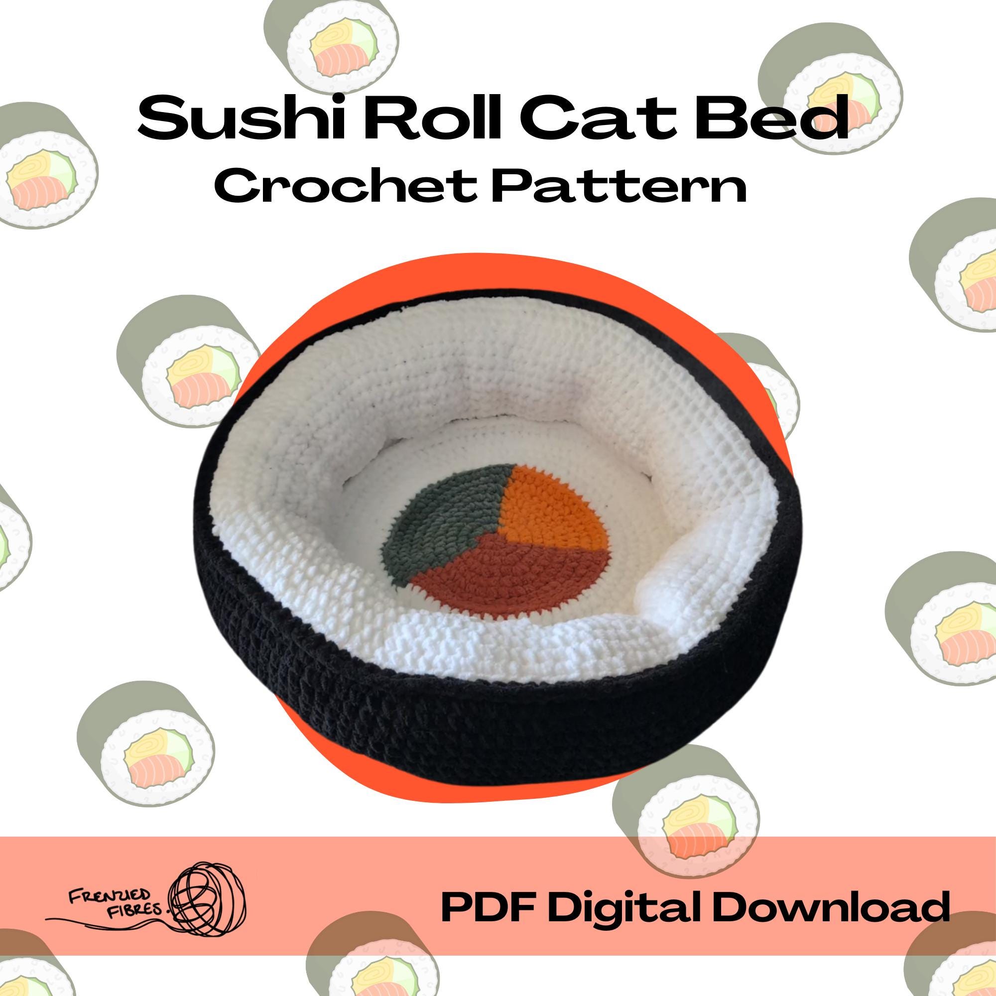 40 Cat Bed Crochet Patterns for Cozy Caves, Pods, and Pet Nests 6 Sushi Roll Cat Bed Crochet