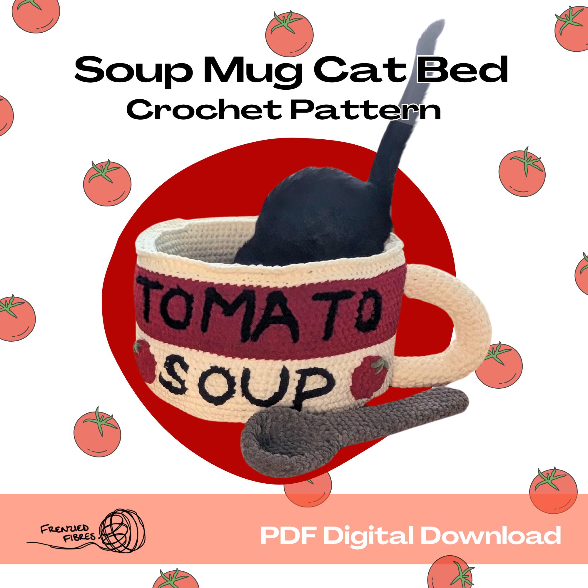 40 Cat Bed Crochet Patterns for Cozy Caves, Pods, and Pet Nests 7 Soup Mug Cat Bed Crochet